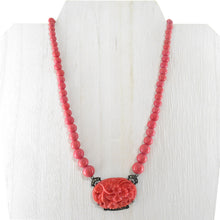 Load image into Gallery viewer, Art Deco Glass Salmon Coral Bead Necklace 
