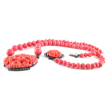 Load image into Gallery viewer, Art Deco Glass Salmon Coral Bead Necklace Box Clasp
