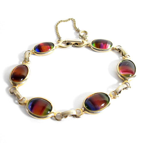 Mid Century 60s Sarah Coventry Harmony Rainbow Glass Link Bracelet