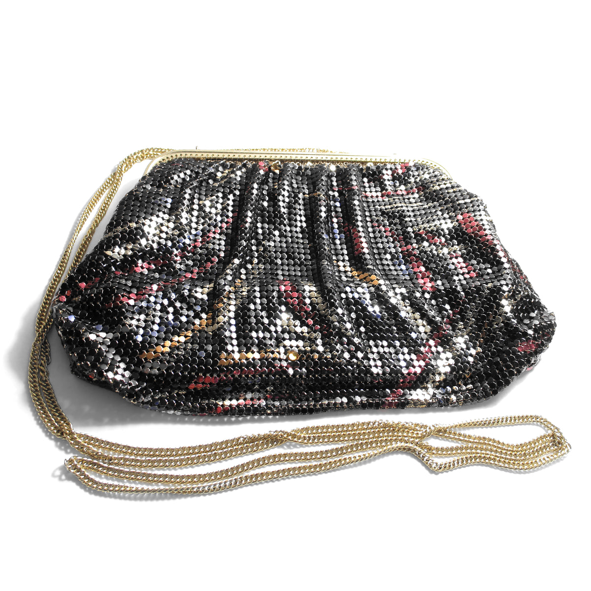 Whiting & Davis Women's Brass Bubble Spider Mesh Crescent Style Handbag  Purse