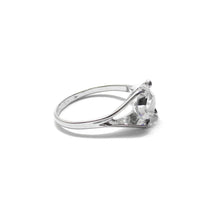 Load image into Gallery viewer, Side View 60s sterling radiant cut clear glass ring
