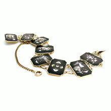 Load image into Gallery viewer, Vintage Damascene Link Bracelet with Safety Chain
