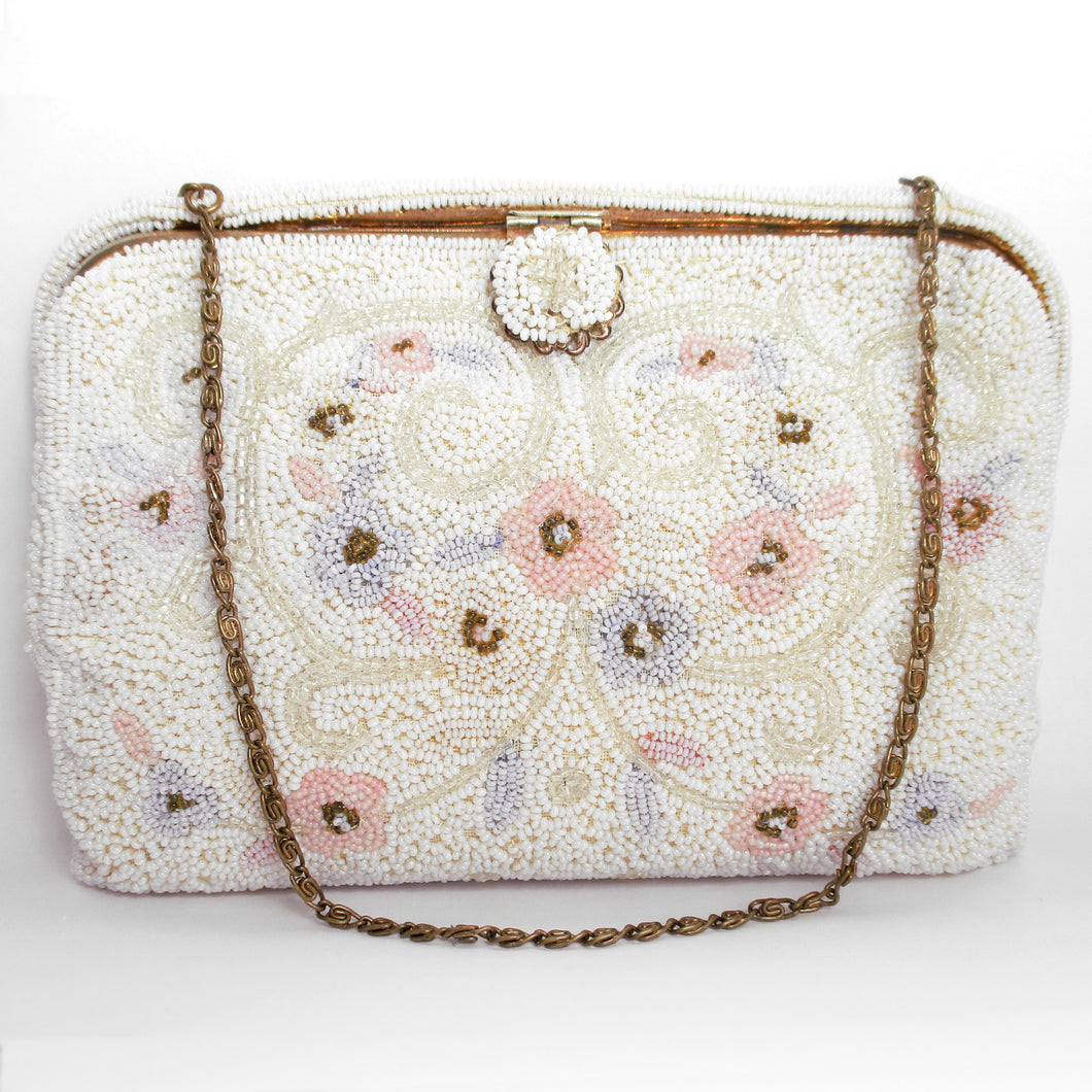 Antique Beaded Purse/victorian Purse/floral Beaded Bag/antique 
