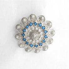 Load image into Gallery viewer, Antique Canetille Filigree 950 Britannia Silver Dome Brooch
