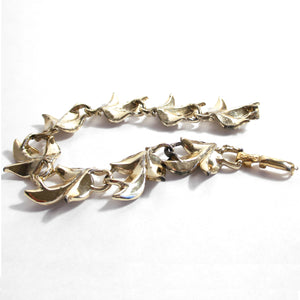 Vintage Coro Signature On Gold Tone Enamel Leaf Link Bracelet