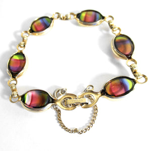 Vintage 1964 Sarah Coventry Rainbow Harmony Glass Link Bracelet