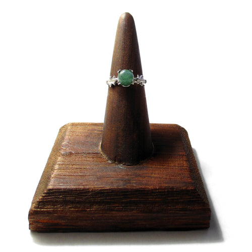 Antique Edwardian Fleur-de-Lis Silver Jade Ring in a High-Mount Setting Hallmarked 