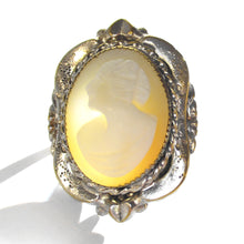 Load image into Gallery viewer, Art Deco Left Facing Carved Shell Cameo Under Light
