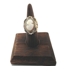 Load image into Gallery viewer, Art Deco Era thick carved shell cameo ring featuring a left-facing lady
