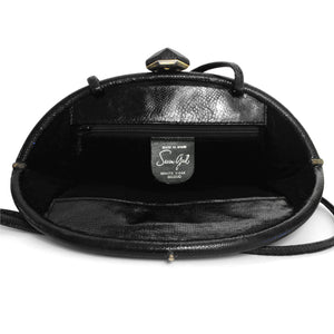 Mid Century Susan Gail Signature On Black Genuine Snakeskin Clutch Shoulder Bag Made In Spain