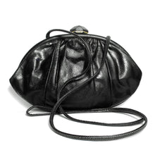 Load image into Gallery viewer, Mid Century 60s Susan Gail Black Genuine Snakeskin Clutch Shoulder Bag Made In Spain
