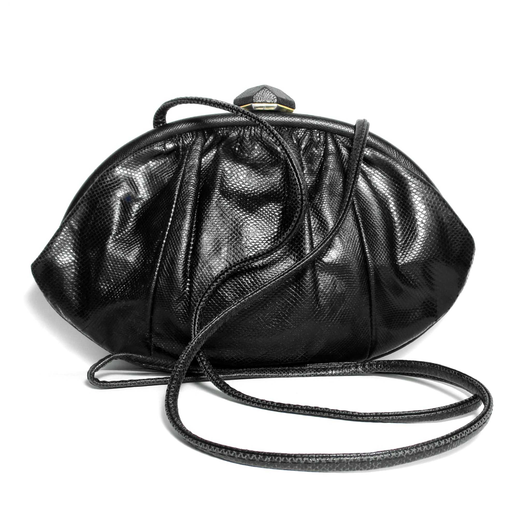 Vintage Black MM Ladies Handbag Snap Clutch Bag Purse 1950's 1960's