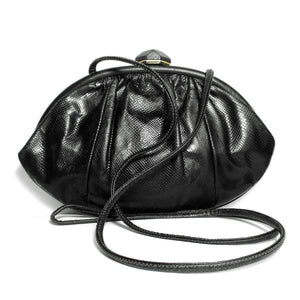 Vintage Pin Handbag, Black Silk Clutch with Beaded Strap