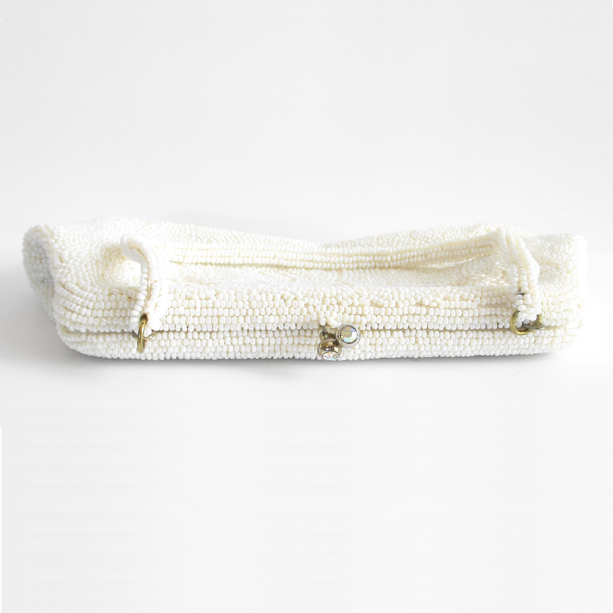 Koppi by La Regale LTD White Vintage Microbead Purse Bag 
