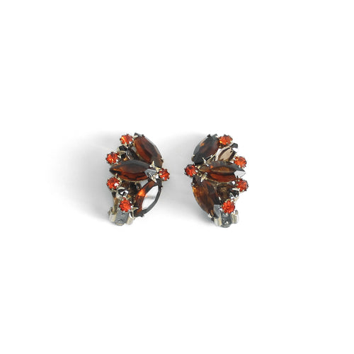 1950s Weiss Rhinestone Earrings