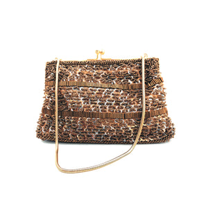 Vintage snake skin purse with kiss lock on gold chain in 2023