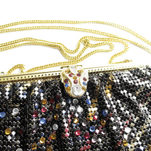 Jeweled Rhinestone Clasp on vintage Whiting and Davis Jeweled Mesh Bag Made in USA