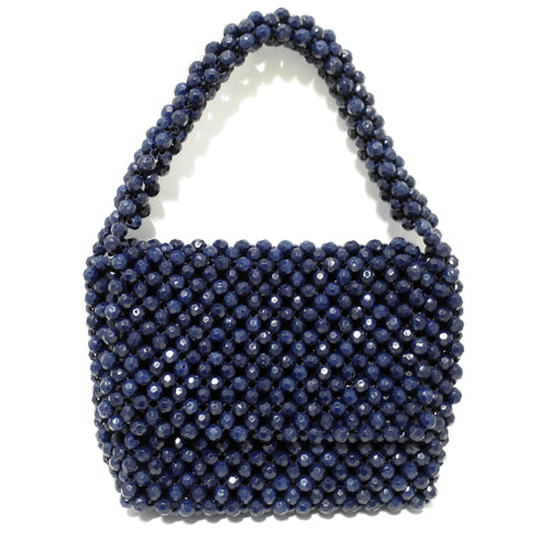 60s Walborg Mod Navy Blue Lucite Beaded Purse Made in Hong Kong