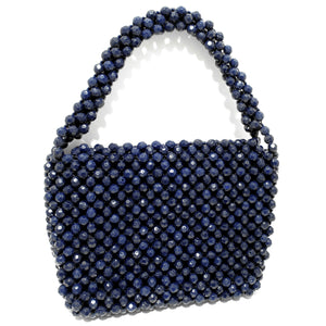 Mod 60s Walborg Navy Blue Lucite Beaded Purse Made in Hong Kong
