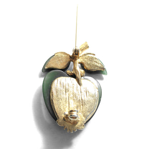 Vintage 60s Jade & Pearl Apple Brooch